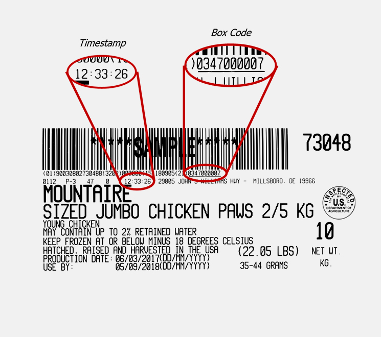 Chicken sales receipt with bar-code
