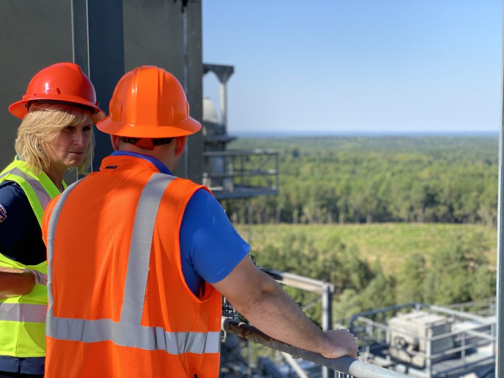 Director of Communications and Community Relations, Cathy Basset, touring our Candor Feed Mill location.