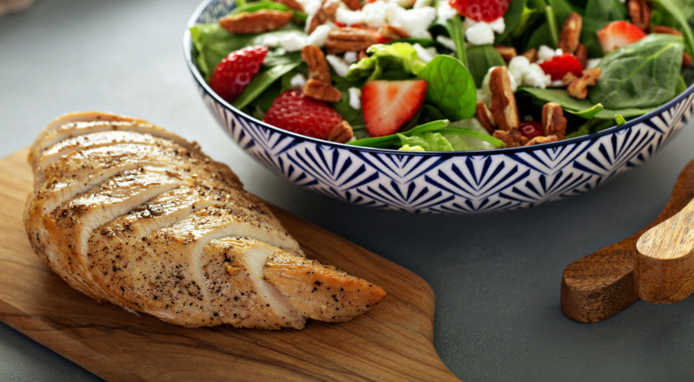 Fresh strawberries and goat cheese salad