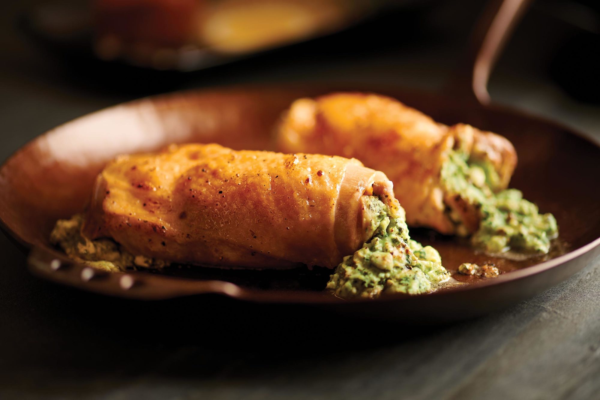 Spinach and Feta Stuffed Chicken Legs
